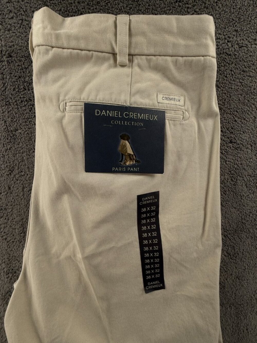 New Daniel Cremieux Paris Pants Men Beige Ivory Chino Cotton 38x32 Pleated